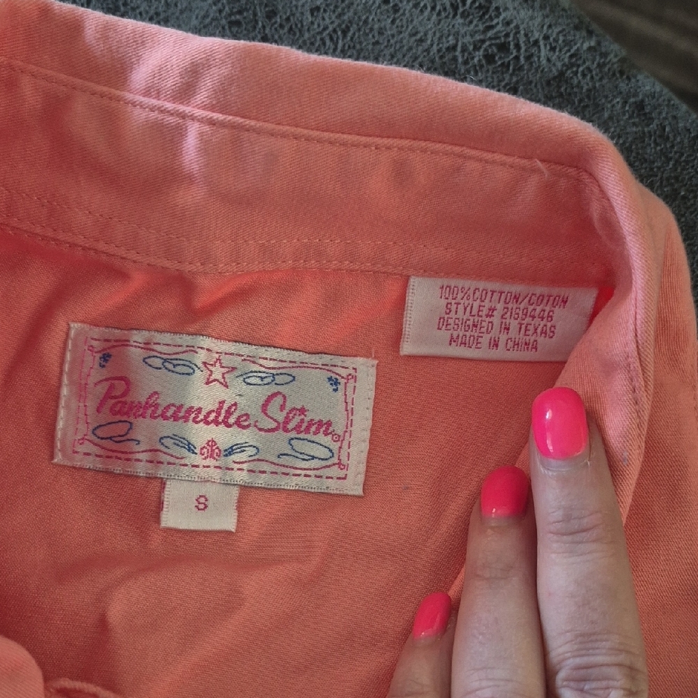 Panhandle Slim Coral Sleeveless Button Down Shirt - Picture 2 of 6